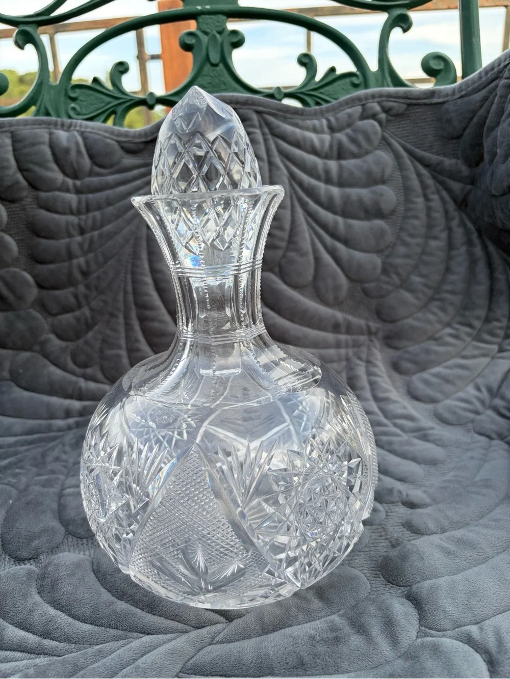 Pressed Cut Glass Pitcher - Clear Crystal-Look